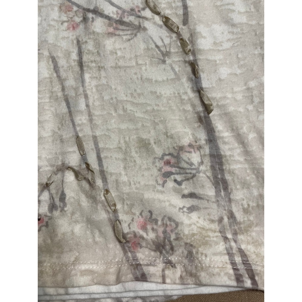 Coldwater Creek Sleeveless Top Size L 14-16 White Botanical Embroidered Beaded - Picture 7 of 9